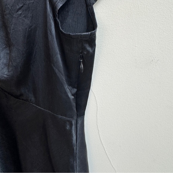 J Crew Black V Neck Short Cap Sleeve Knee Length Slip Dress Womens Size 6 - Picture 8 of 15